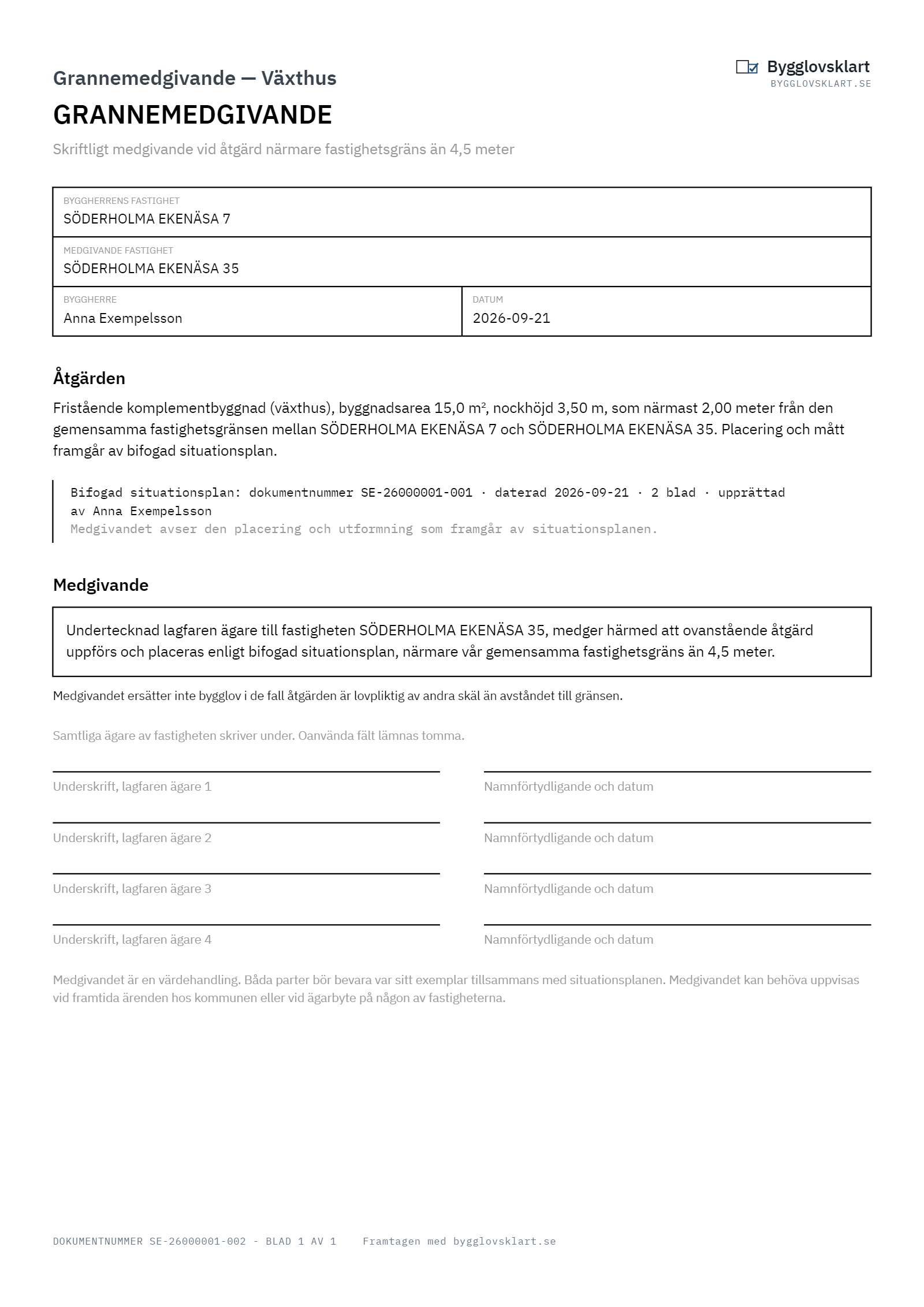 Exempel: Grannemedgivande